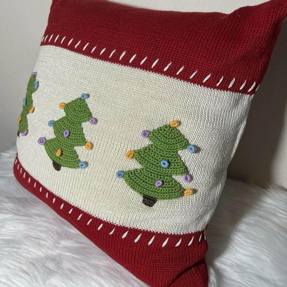 Melange Sweater‎ Knit Throw Pillow Home Decor Christmas Crochet 14 Inch Square